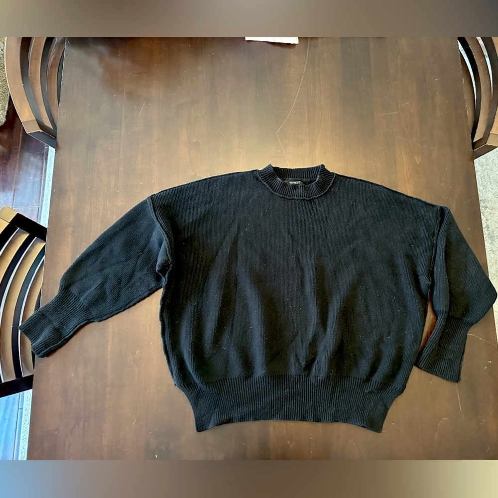 Black oversized crew neck sweater